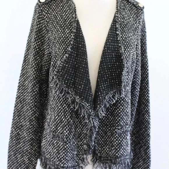 White House Black Market Black Tweed Cardigan Jacket - Picture 7 of 7